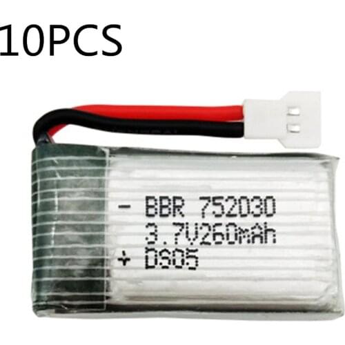 10pcs 3.7V 260mAh Lipo Battery 752030 For RC Battery H48 H8 Mini H8 RC Quadcopter drone part