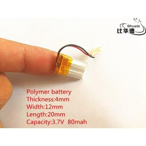 100pcs 3.7V,80mAH,401220 PLIB; polymer lithium ion / Li-ion battery for GPS,mp3,mp4,mp5,dvd,bluetooth,model toy mobile bluetooth