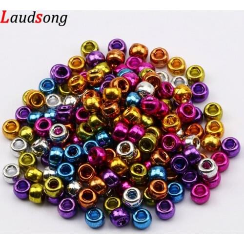 100pcs 6x9mm Mixed Acrylic Big Hole Beads Round Spacer Loose Beads for Jewelry Making DIY Friendship Necklace Bracelet Handmade