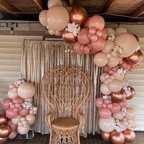 114Pcs Retro Pink Balloons Arch Garland Kits Rose Gold Chrome Metallic Balloons For Birthday Baby Shower Party Decoration