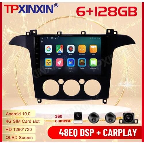 2 Din Carplay Android Radio Receiver Multimedia Stereo For Ford S Max 2006 2007 2008 GPS Navigation Video IPS Recorder Head Unit