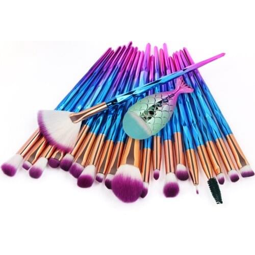 21Pcs Diamond Makeup Brushes Set Beauty Make Up Brush Tool Cosmetic Powder Foundation Blending Eye Shadow Eyebrow Eyelash Brush