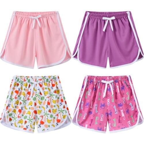 4pcs Summer Kids Beach Shorts Boy Girl Casual Sports Pants Print Absorb Sweat Children Panties Swimming Daily Clothing Pool
