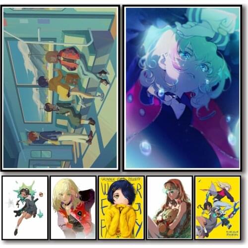 51 Designs Anime WONDER EGG PRIORITY Whitepaper Poster Protagonist Artwork Fancy Wall Sticker for Coffee House Bar