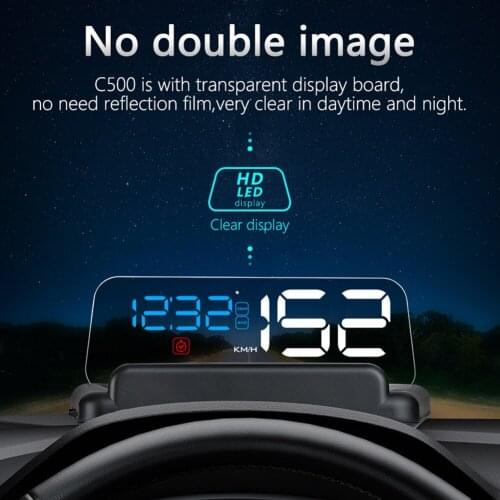 Universal DC 11-18V Black Blue+White+Red LED C500 Car HUD Folding OBD Digital Head Up Display Overspeed Warning Alarm System