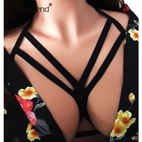 Womens Body Bra Harness Elastic Cage Bra Black Strappy Hollow Out Bralette Bustier Wire Bras Women Underwear Dropshipping