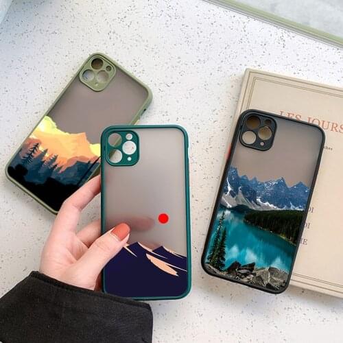 Landscape Phone Case For IPhone 12 11 Pro Max X XS XR Max 7 8 Plus Candy Color Coque Mountain Peak Cover Art Funda