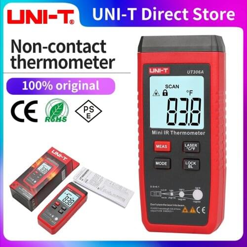 UNI-T UT306A Red Laser Thermometer Digital Infrared Thermometer Liquid Crystal Display Non-contact -35~300C