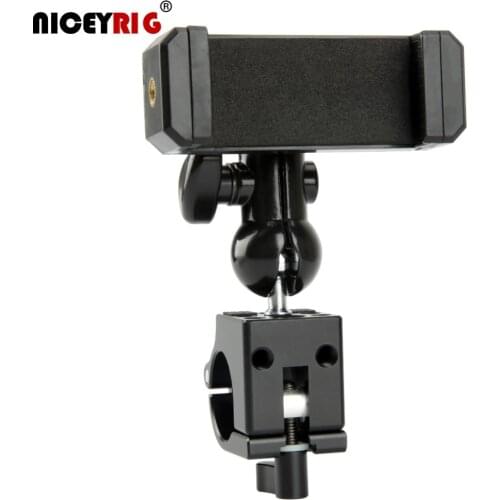 NICEYRIG 25mm Rod Clamp Smartphone Phone Holder with 1/4" 360 degree Swivel Ball Head Mount for Cell Phone Support