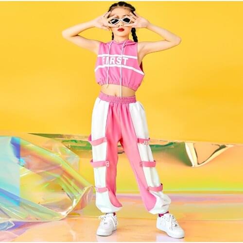 Children Ballroom Performance Wear Jazz Dance Costumes Hip Hop Street Dance Suit Girls Practice Dance Show Rave Clothes