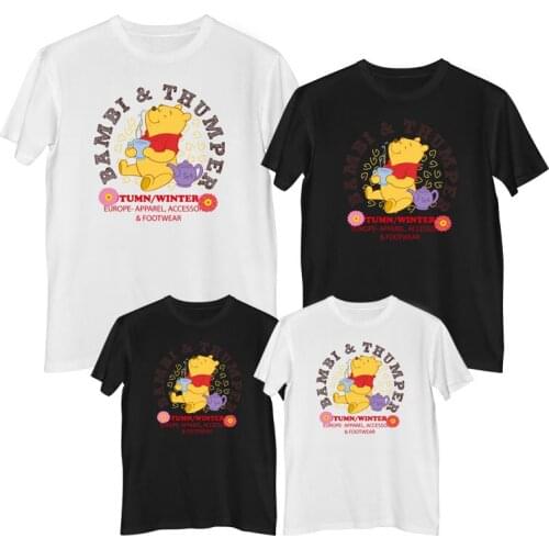 Disney Winnie the pooh T shirt Comfortable Breathable 100% cotton Fashion Men t-shirt Womens shirt family matching clothes