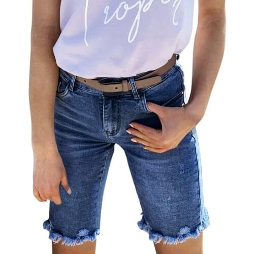 Jeans High Waist Slim Denim Shorts Bermuda Plus Size Woman New Fashion Tassel Tight Denim Shorts Washed Sexy Female Summer