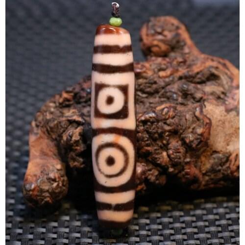 Energy Tibetan Old Oily Agate Patina Double Heaven&Earth dZi Bead Pendant Totem LKbrother Saurces Top Quality Garrentee