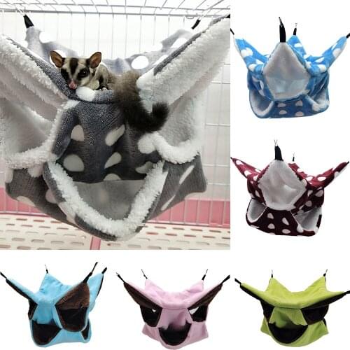 Hamster Hammock Birds Hanging House Small Animals Squirrel Cotton Hammock Beds Nesters Double Layer Rat Squirrel Warm House
