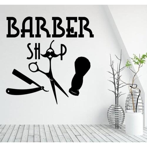 Barber Tools Pattern Wall Stickers for Barbershop Shop Sign Window Decals Home Decor Wall Tattoo Decal Mural Haircut Salon G953