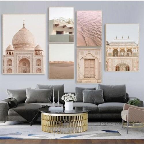 Islamic Wall Art Canvas Painting Plant Leaf Beach Architecture Picture Print Nordic Travel Landscape Poster Home Decor