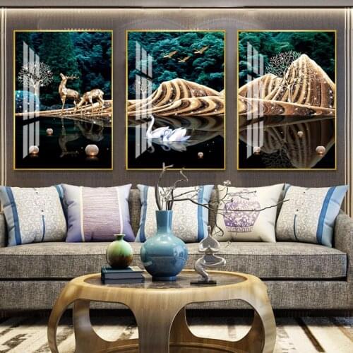 Swan in the lake 5D painting Crystal Porcelain Painting for Living room Diamond inlay Painting Home decor Hotel art wall picture