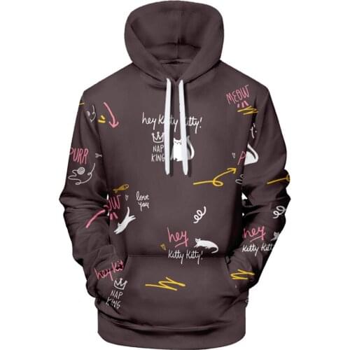 MenS Clothing Graffiti Hand-painted Creative Printing Digital Pullover 3D Drawstring Hooded