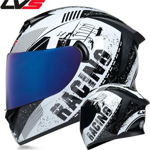 2021 New LVS Blue Visor Inner Sun Lens Summer Riding Cascos Para Moto Full Face Motorcycle Helmet DOT Certification Man Woen Kid