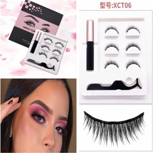 New Magnetic lashes 3D Mink Eyelashes Magnetic Eyeliner Magnetic Lashes Short False Lashes Lasting Handmade Eyelash Makeup Tool
