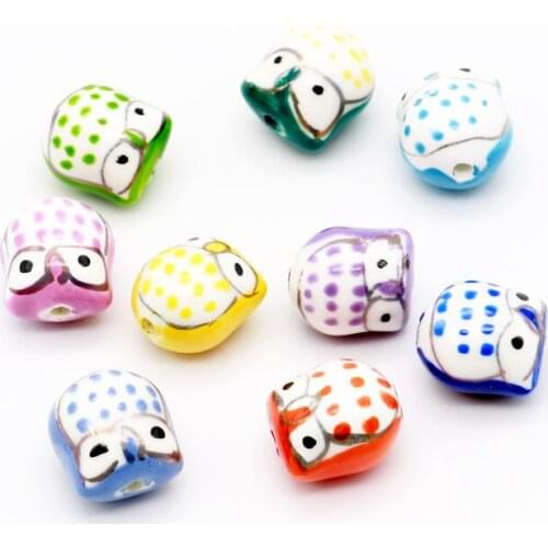 Wholesale 50pcs/lot 16x14mm Owl Ceramic Beads Charms Porcelain Beads Fits Jewelry Making Handmade Craft DIY Beads Accessories