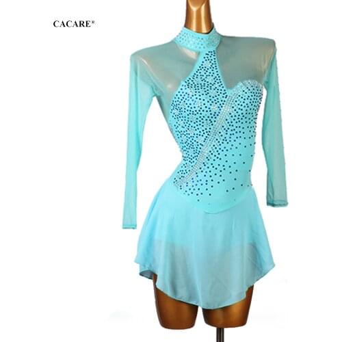 CACARE Figure Skating Dress Women Girls Customize Competition Ice Skating Dresses Latin Dance Costumes D0875 Panties Mesh Sleeve