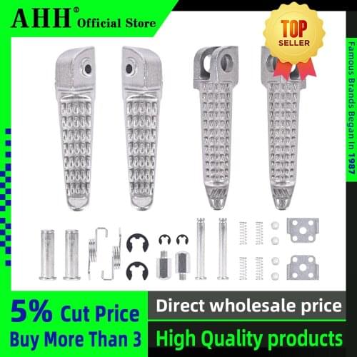 AHH 1Pair Aluminum Alloy Anti-Skid Black CNC Folding Foot Pegs Pedal Rest Front and Rear Footpegs Footrest For KAWASAKI ZX6R 10R
