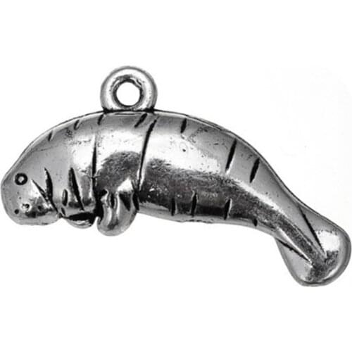 Manatee sea animal Charm for DIY jewelry making antique silver plated never fade pendants charms for bracelets
