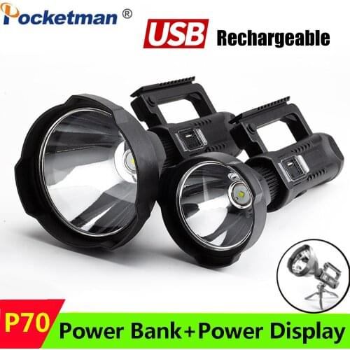 30000Lumens Portable Searchlight XHP70 Flashlight Torch Waterproof Spotlight XHP50 Lanterna Portable Work Lamp With Bracket