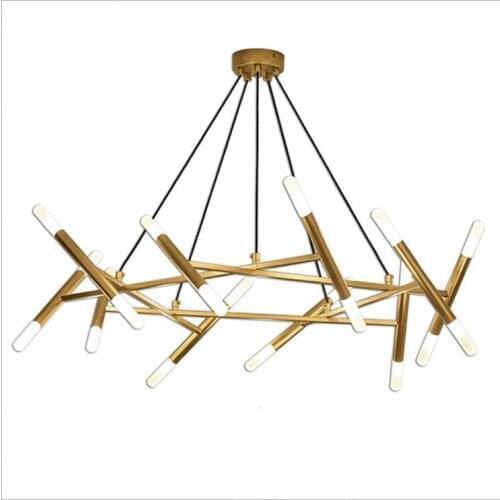 Post-modern simple branch chandelier Nordic living room dining room Villa branch Golden designer model room chandelier