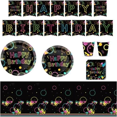 Birthday Wedding Party Tableware Decoration Straw Cup Plate Paper Towel Baby Shower Multicolor Birthday Supplies