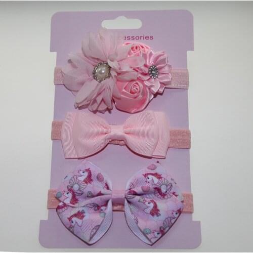 On sale 3pc baby girls hair accessories Elastic Floral Headband Hair Girls Bowknot Elastic bands unicorn Headwear Hairband
