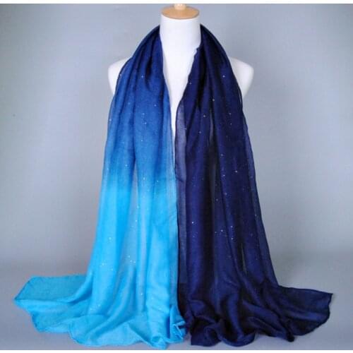 Print Gradient Viscose Hijab Scarf Women Luxury Shimmer Long Scarves for Ladies Pashmina Double Color Shawls Wrap Bandana Pareo