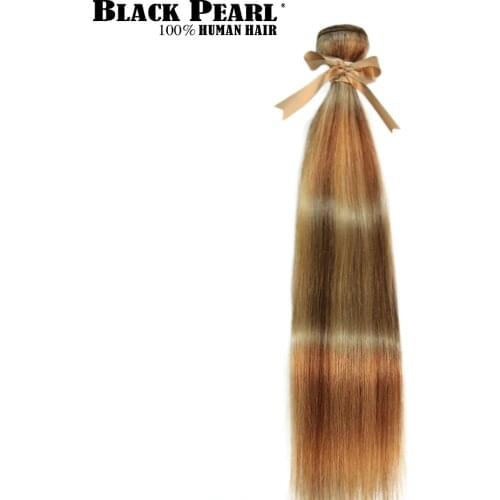 Black Pearl Remy P27/613 Bundles Brazilian Hair Weave 10-24 Inches Straight Human Hair Extension Blonde Hair Weave Bundle