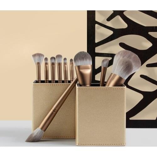 Empty Portable Travel Makeup Brushes Round Pen Holder Cosmetic Case PU Leather Cup Brush Holder Tube Storage Organizer Container