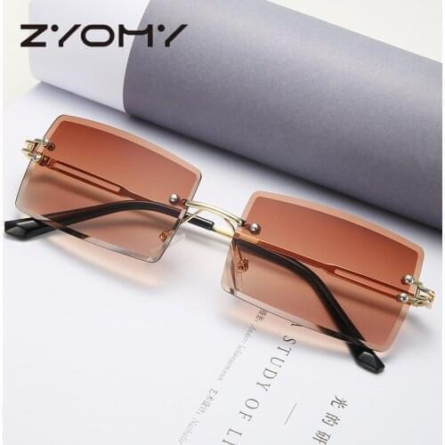 Q Small Rectangle Sunglasses Women Rimless Square Glasses For Women Summer UnisexCasual Eyeware Oculos De Sol очки UV400