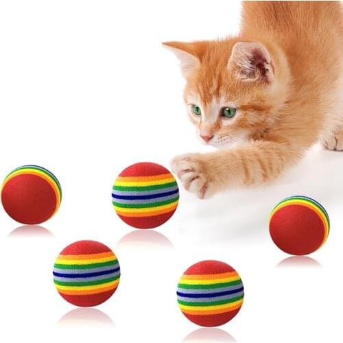 10PCS Cat Rainbow Balls Toys Cat Ball Toys Rainbow Lovely Kitten Chew Toys Pet Ball Toys Cat Chew Toys
