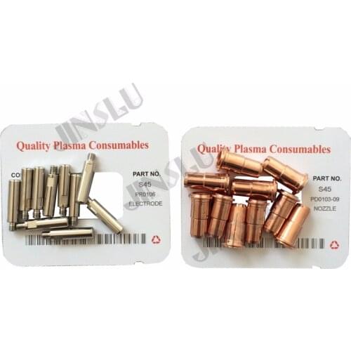 S45 Trafimet Plasma Cutting Torch Consumables Parts Extended Tip PD0103-09 50PCS & Extended Electrode PR0106 50PCS