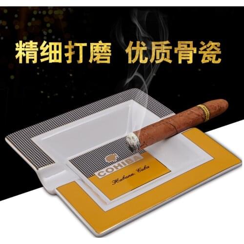 Luxury Bone China Ceramic COHIBA Monte Romeo Cigar Ashtray Square Cigar Ashtray For Living Room/Office/Hotel/Tea Cafe/wedding