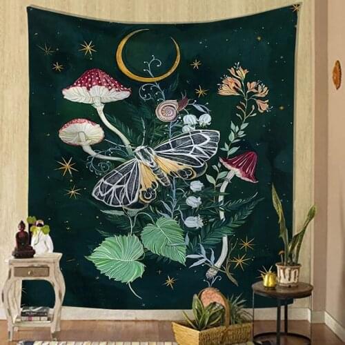 Cilected Butterfly Flower Tapestry Wall Hanging Home Insect Plant Print Sofa Background Hanging Decoration Bedside Painting