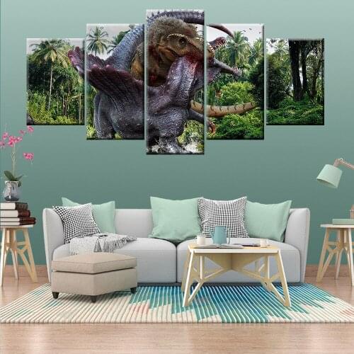 Modern HD Print Dinosaur Canvas Painting Poster Wall Art 5 Panel Modular Painting Home Decoration Picture