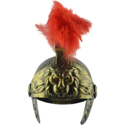 Spartan Helmet Cosplay Masquerade Helmet Spartan Warrior Roman Plastic Hat Feather Lion Cap Casco Espartano Party Birthday Hat