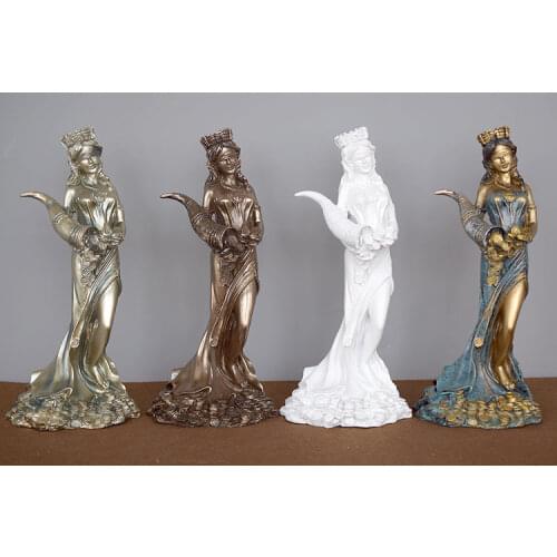 Large Size Resin Blinded Greek Wealth Goddess Figurine Plouto Lucky Fortune Sculpture Office Gift Home Decor