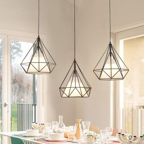 LED Pendant Lights Adjustable Hanging Lamp Fixture with Metal Cage E27 for Kitchen Island Dining Room Living Room Hotel Shop Bar
