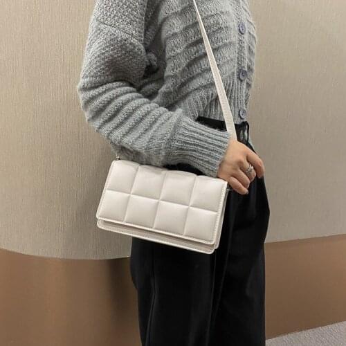 Woven Female Bag Messenger Bag Original All-match PU Leather Flap Small Square Bag Texture Messenger Bag Crossbody Female Travel