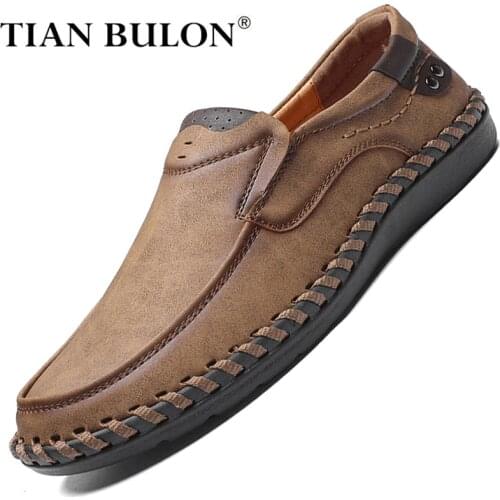 Genuine Leather Mens Shoes Casual Luxury Brand 2020 Men Loafers Fashion Breathable Driving Shoes Slip on Moccasins Size 38-48