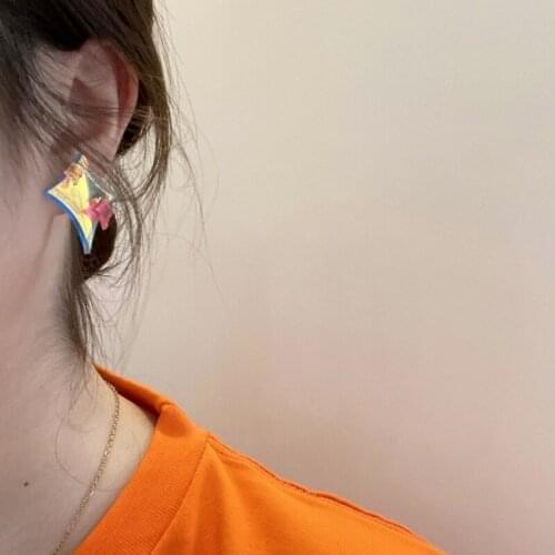 U-Magical Summer Irregular Geometrical Laser Resin Dangle Earrings for Women Shining Star Jelly Gradient Color Earrings Jewelry