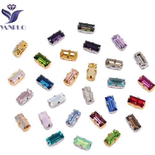 YANRUO 4501 Baguette Sewing Crystals Handicraft Sewn Stones Pointed Back Strass Needlework Glass Rhinestones On Clothes