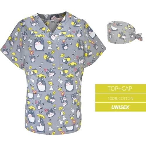 Range XS-4XL Scrubs Tops and caps Nursing Uniform for Women Men Lab Dentist Clinic Doctors Nurse Spa Women Scrubs Top