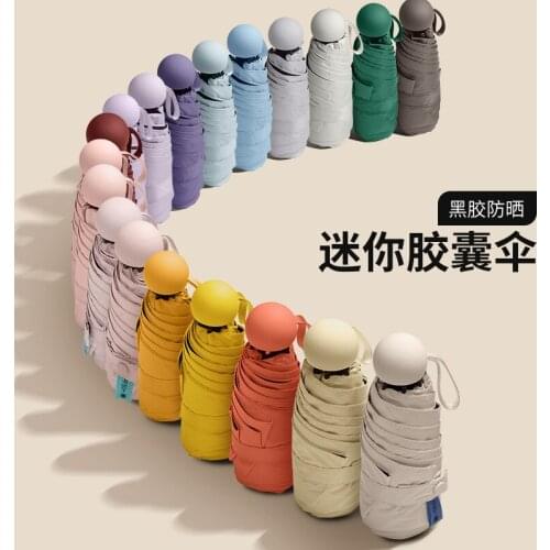 Umbrella Capsule Black Glue Sunscreen Folding Umbrella Portable Sunshade Mini Sunshade Umbrella L1